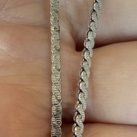 Vintage Prolite Sterling Silver Diamond Cut 1.7mm Flat Serpentine Chain 8.29g - Picture 4 of 6